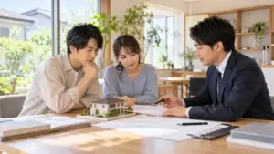 注文住宅の住宅ローン返済負担率と資金計画を相談する日本人夫婦