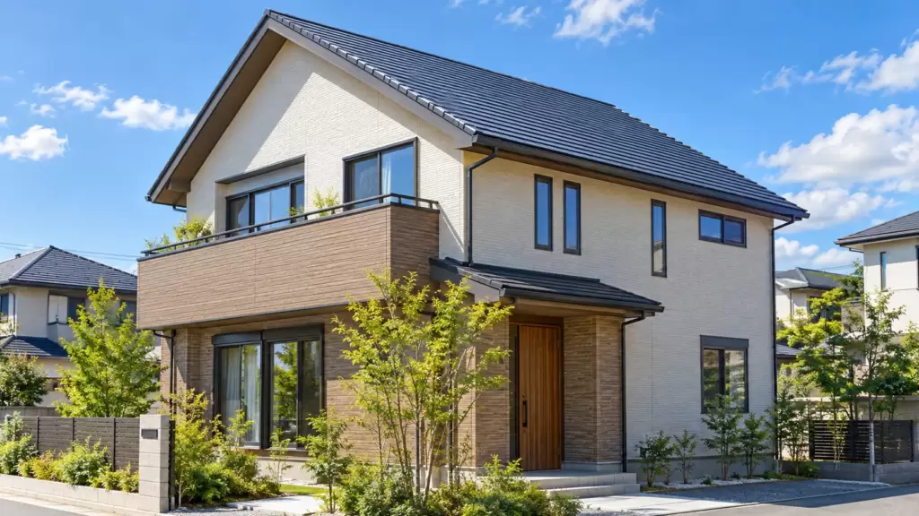 roof-vs-ceiling-insulation-second-floor-house | アップルホーム 夏の日差しを受ける2階建て注文住宅の屋根と2階の窓